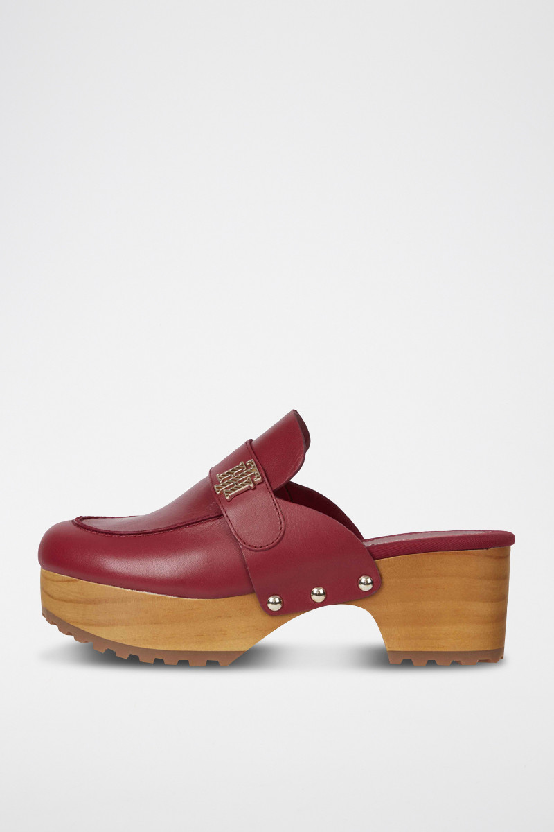 Mules plateformes en cuir - Bordeaux - 02 - 32790422