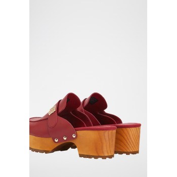 Mules plateformes en cuir - Bordeaux - 02 - 32790422