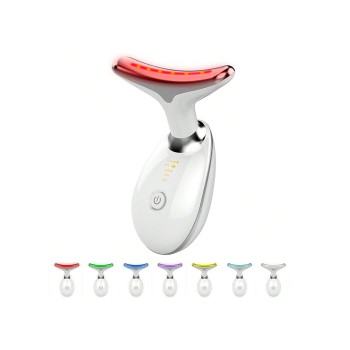 Dispositif de levage du visage et de massage de cou à LED 7 couleurs pour routine de soins de la peau à domicile, facile à utiliser - 35801279