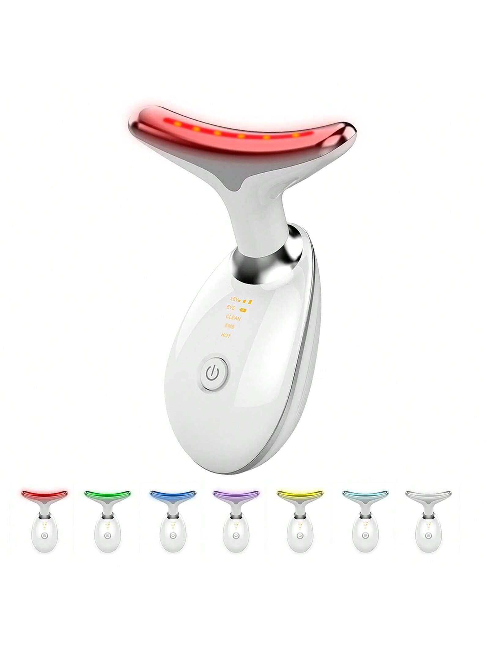 Dispositif de levage du visage et de massage de cou à LED 7 couleurs pour routine de soins de la peau à domicile, facile à utiliser - 35801279