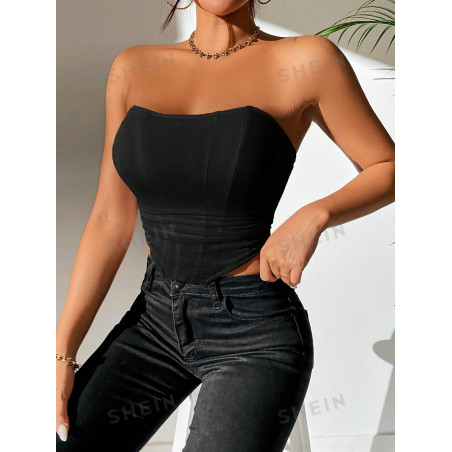 SHEIN PETITE Haut Pour Femme À Tube Court En Bandana Solide - 17336856