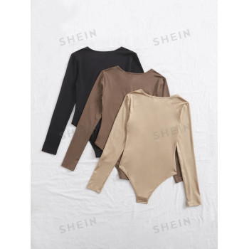 SHEIN Privé 3 pièces Body t-shirt unicolore - 4262726