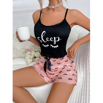 2 ensembles Ensemble pyjama / nuisette et short avec décoration graphique de laitue de style dessin animé - 22700850