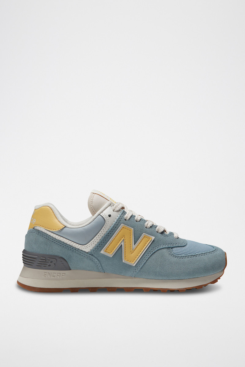 Sneakers en nubuck 574 - Bleu clair et jaune - 02 - 32904742