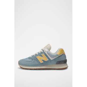 Sneakers en nubuck 574 - Bleu clair et jaune - 02 - 32904742