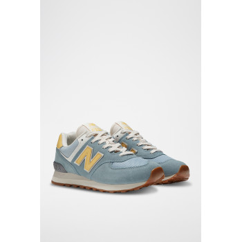 Sneakers en nubuck 574 - Bleu clair et jaune - 02 - 32904742