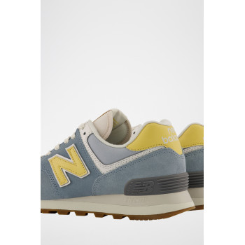 Sneakers en nubuck 574 - Bleu clair et jaune - 02 - 32904742