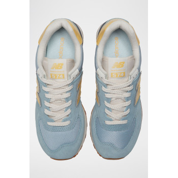 Sneakers en nubuck 574 - Bleu clair et jaune - 02 - 32904742