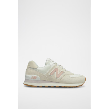 Sneakers en nubuck 574 - Blanc et rose - 02 - 32904747