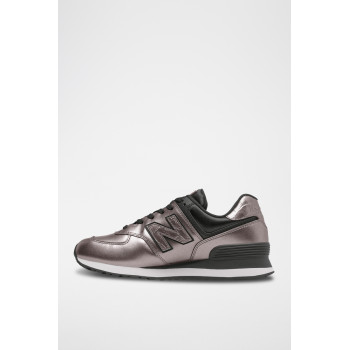 Sneakers en cuir 574 - Rose et noir - 02 - 32904777