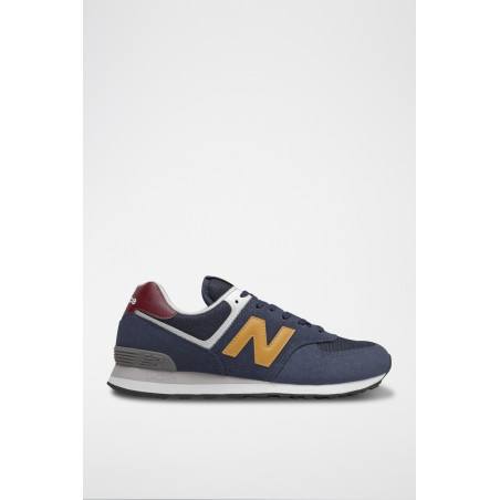 Sneakers en nubuck 574 - Bleu marine et jaune - 02 - 32904750