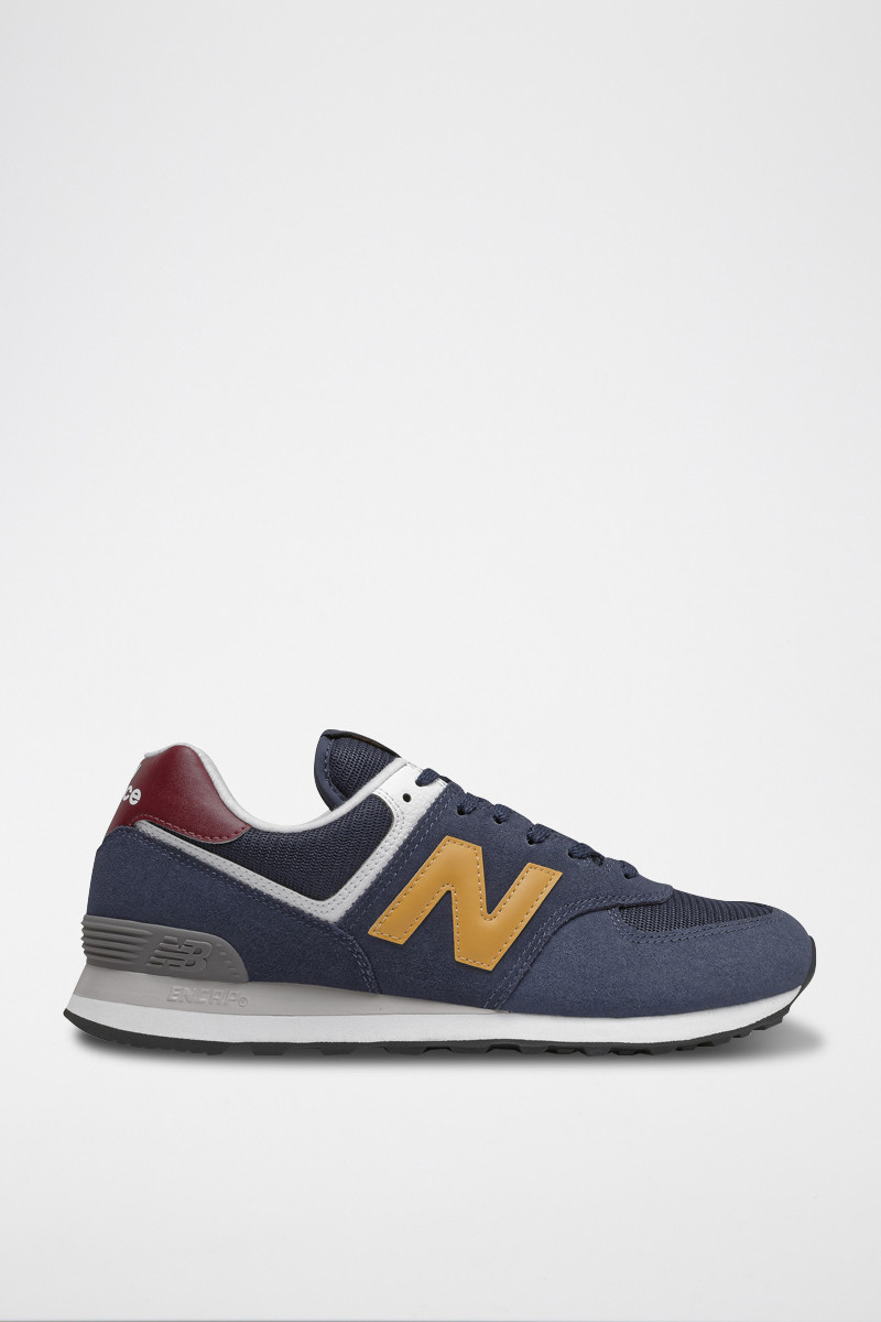 Sneakers en nubuck 574 - Bleu marine et jaune - 02 - 32904750