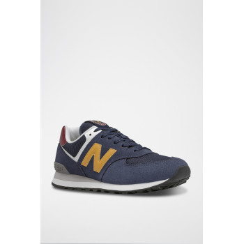 Sneakers en nubuck 574 - Bleu marine et jaune - 02 - 32904750