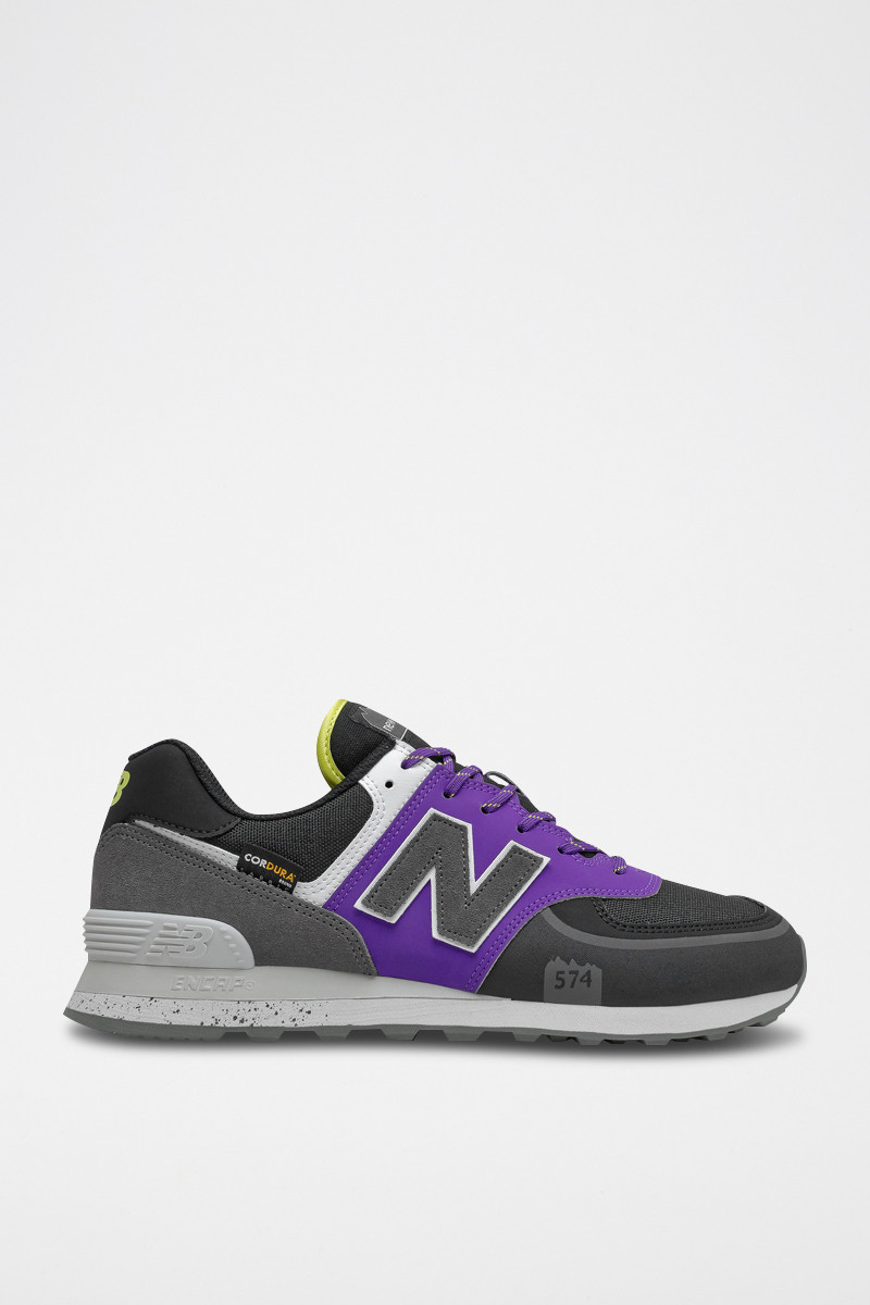 Sneakers en nubuck 574 - Noir et violet - 02 - 32904778