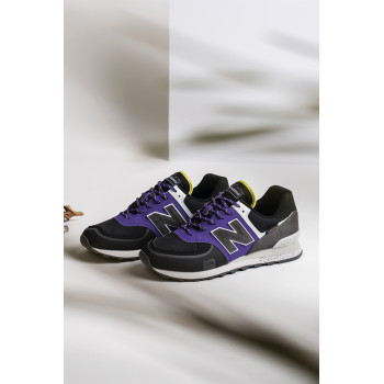 Sneakers en nubuck 574 - Noir et violet - 02 - 32904778