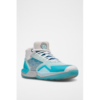 Sneakers en nubuck - Blanc et bleu - 02 - 32904780