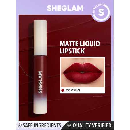 SHEGLAM Matte Allure Rouge À Lèvres Liquide - Crimson À Haute Pigmentation Et Longue Tenue, Nourrissant À L'huile De Tournesol, Réduisant Les Fines Lignes Des Lèvres, Soin Des Lèvres, Maquillage Des Lèvres - 1306506