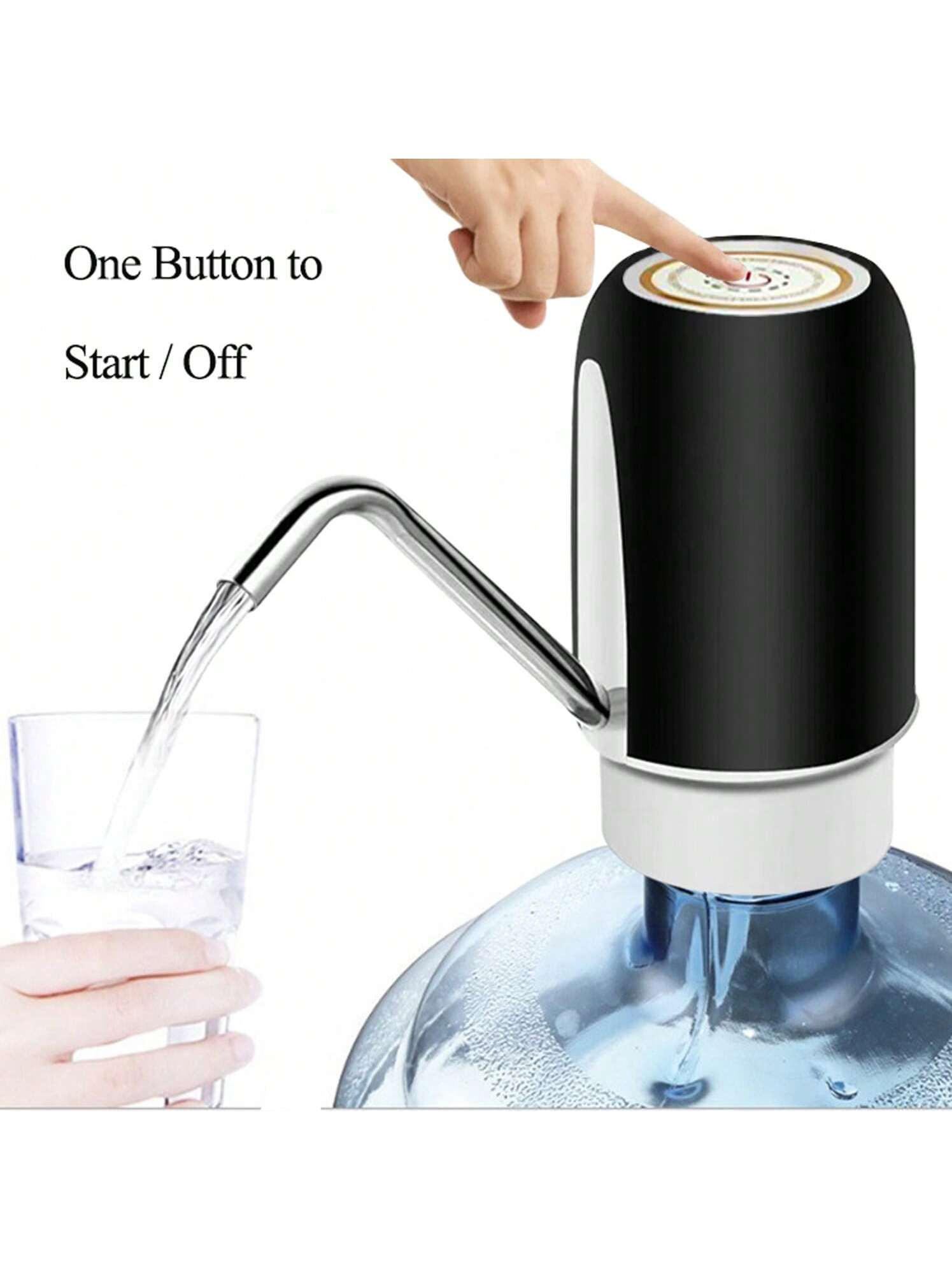 Pompe De Bouteille D'eau De 5 Gallons Usb Rechargeable Distributeur D'eau Potable Automatique Électrique Portable Pompe De Bidon D'eau Interrupteur De Bouteille D'eau, Adapté Aux Bouteilles D'eau De 2 Gallons Avec 2 Manchons En Silicone. - 28834446