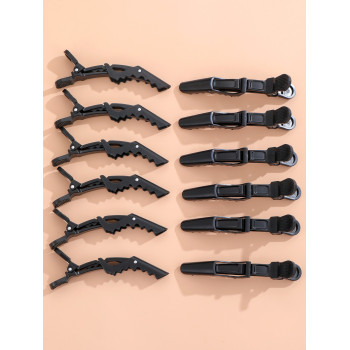 12pcs Pinces À Cheveux Alligator Pour La Coupe De Style, Pinces Antidérapantes Pour La Coupe De Cheveux, Pince À Cheveux Professionnelle En Plastique Durable Pour Femmes Avec Dents Larges Et Design À Double Charnière Noir - 6038182