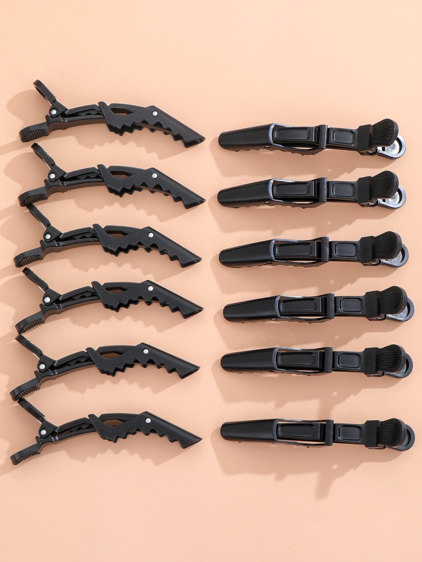 12pcs Pinces À Cheveux Alligator Pour La Coupe De Style, Pinces Antidérapantes Pour La Coupe De Cheveux, Pince À Cheveux Professionnelle En Plastique Durable Pour Femmes Avec Dents Larges Et Design À Double Charnière Noir - 6038182