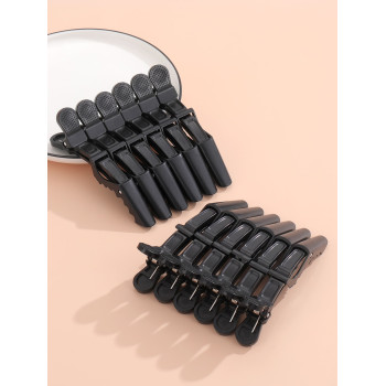 12pcs Pinces À Cheveux Alligator Pour La Coupe De Style, Pinces Antidérapantes Pour La Coupe De Cheveux, Pince À Cheveux Professionnelle En Plastique Durable Pour Femmes Avec Dents Larges Et Design À Double Charnière Noir - 6038182