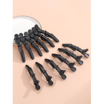 12pcs Pinces À Cheveux Alligator Pour La Coupe De Style, Pinces Antidérapantes Pour La Coupe De Cheveux, Pince À Cheveux Professionnelle En Plastique Durable Pour Femmes Avec Dents Larges Et Design À Double Charnière Noir - 6038182