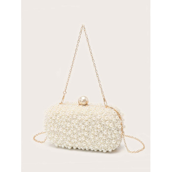 Glamour , Élégant , Exquis , Calme Luxe À Paillettes , Élégant , Luxe , Brillant Mini À Fausse Perle Chaîne Sac Boîte , Parfait Mariée Bourse Pour Mariage , Bal & Événements de fête Sac De Soirée , Dîner Sac Pour Fête Fille , Femme - 10833156