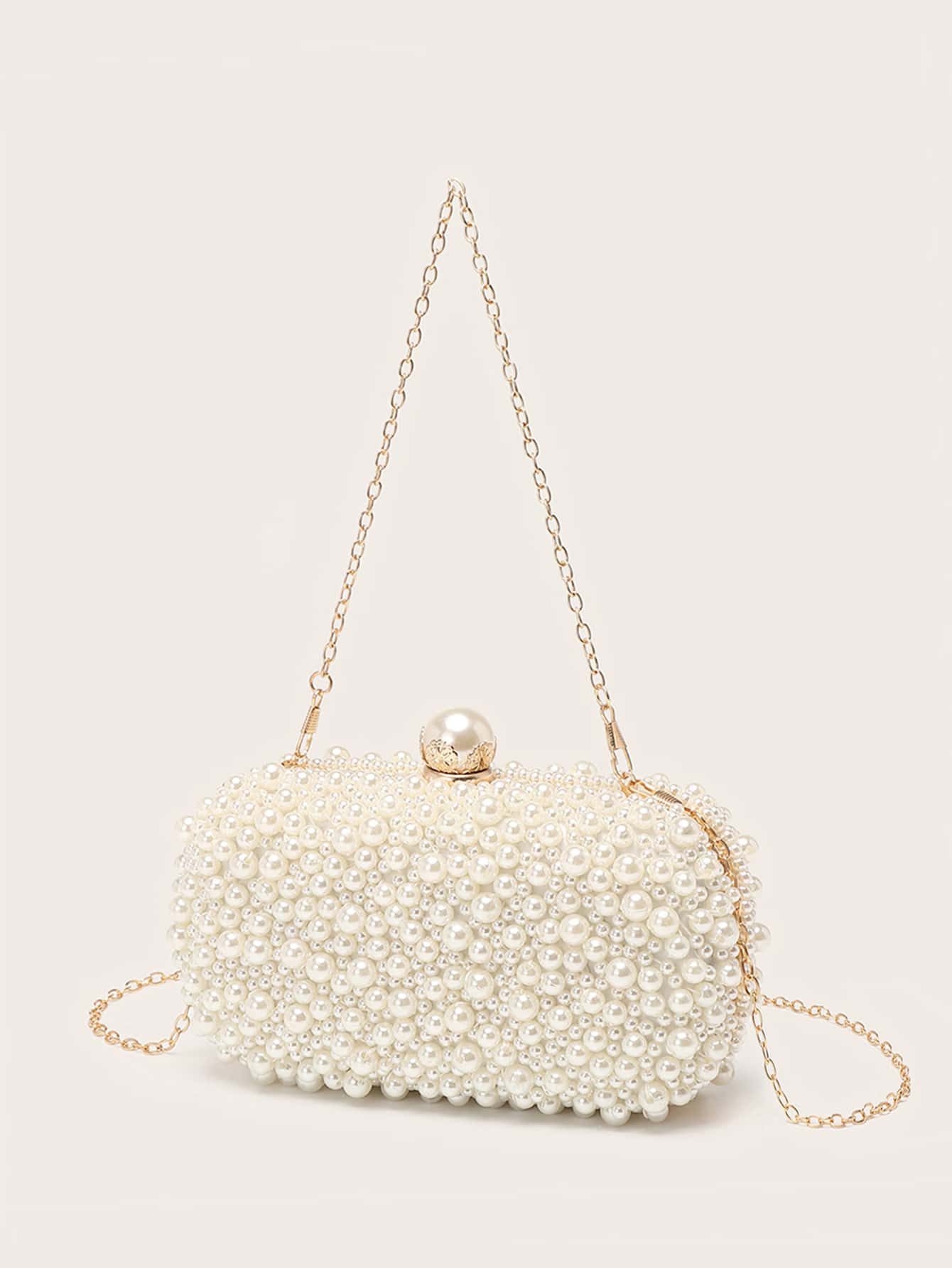 Glamour , Élégant , Exquis , Calme Luxe À Paillettes , Élégant , Luxe , Brillant Mini À Fausse Perle Chaîne Sac Boîte , Parfait Mariée Bourse Pour Mariage , Bal & Événements de fête Sac De Soirée , Dîner Sac Pour Fête Fille , Femme - 10833156