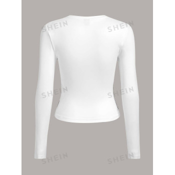 SHEIN ICON T-shirt Court De Printemps Imprimé En Relief Corporel 3d - 11851879