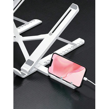 Support pliable blanc pour ordinateur portable, tablette et téléphone, avec hauteur réglable et fonction de refroidissement, 1 pièce - 16756720