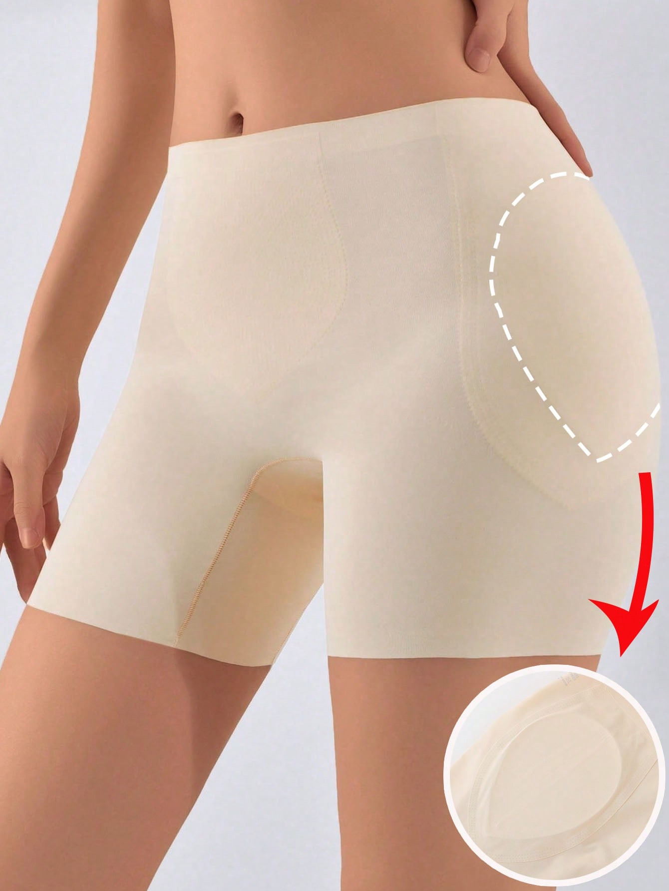 Culottes moulantes rembourrées sans couture pour femmes, rehaussement des fesses et des hanches, contrôle ferme du ventre, fibre de glace soyeuse fine avec coussin de mousse en forme de larme - 40407185