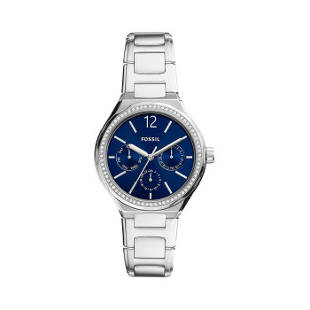 Montre à quartz en acier Eevie - Argenté et bleu  - 02 - 32826818