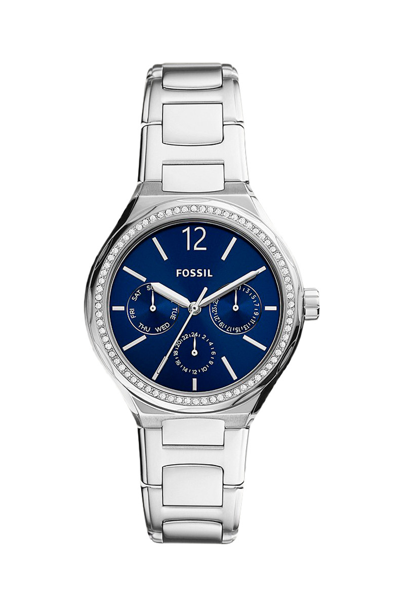 Montre à quartz en acier Eevie - Argenté et bleu  - 02 - 32826818