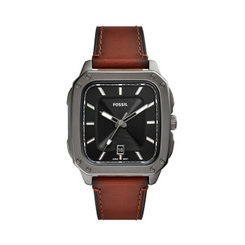 Montre à quartz en cuir inscription - Marron - 02 - 32826898