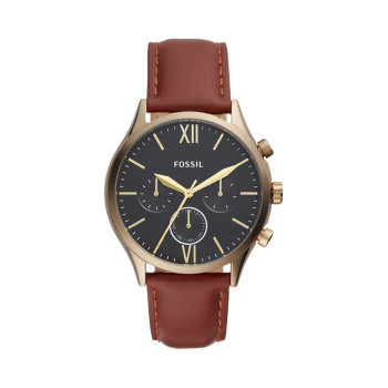 Montre à quartz en cuir - Marron et gris foncé - 02 - 32826902