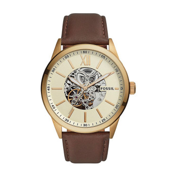 Montre automatique en cuir - Marron et doré - masqué doublon dde achats - 02 - 32826917