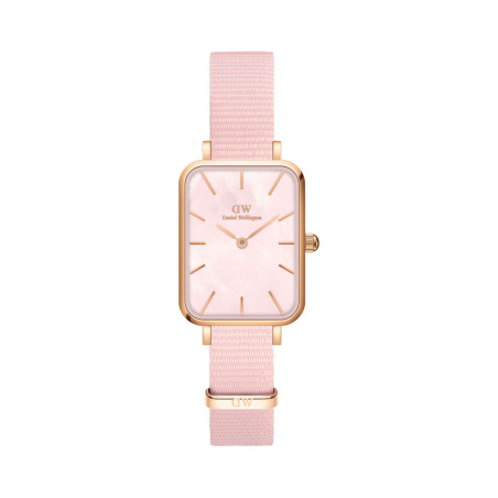 Montre à quartz en polyester Quadro - 20 x 26 mm - Rose et doré rose - 02 - 32859063