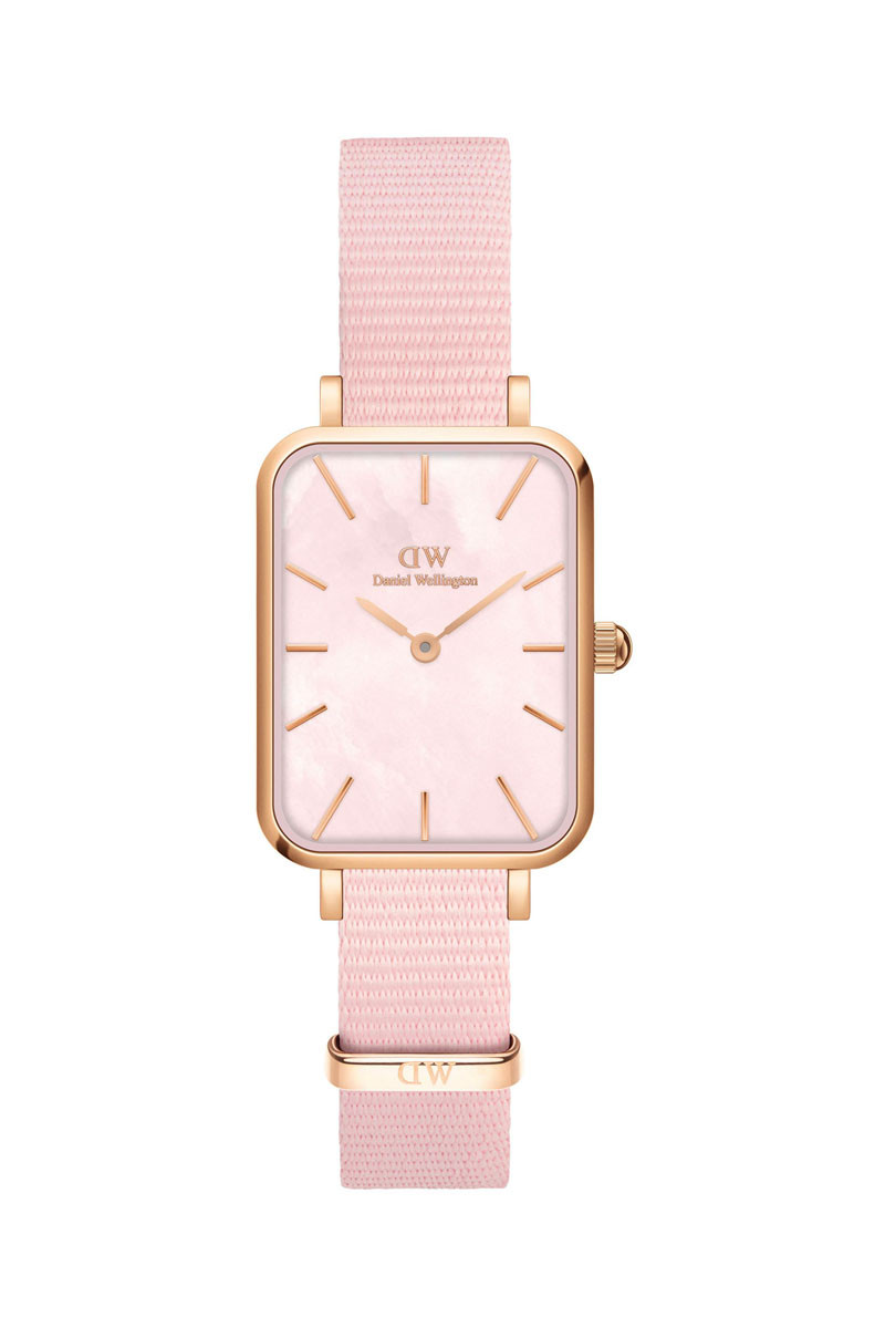 Montre à quartz en polyester Quadro - 20 x 26 mm - Rose et doré rose - 02 - 32859063