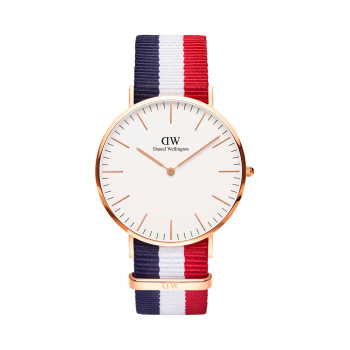 Montre à quartz en polyester Cambridge - 36 mm - Bleu et rouge - 02 - 32859082