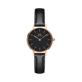 Montre à quartz en cuir Sheffield - 24 mm - Noir et doré rose - 02 - 32859091