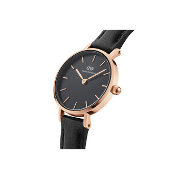 Montre à quartz en cuir Sheffield - 24 mm - Noir et doré rose - 02 - 32859091