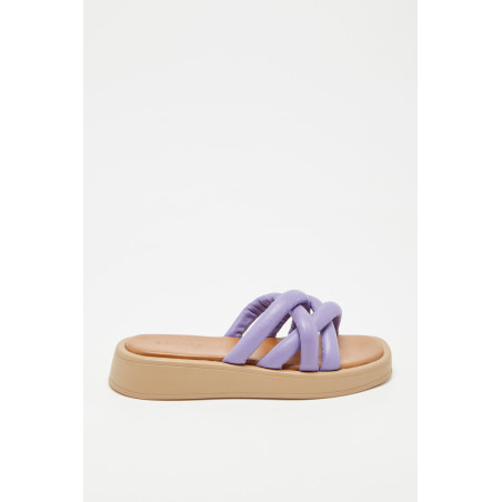 Mules plateformes en cuir - Violet - 02 - 31263317