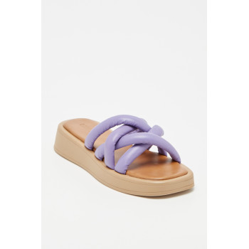 Mules plateformes en cuir - Violet - 02 - 31263317