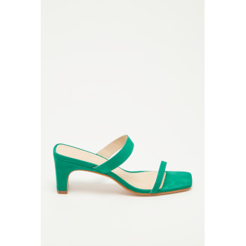 Mules à talons en cuir de veau velours Kiara - Vert - 02 - 30517072