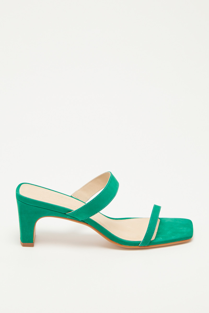 Mules à talons en cuir de veau velours Kiara - Vert - 02 - 30517072