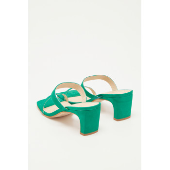 Mules à talons en cuir de veau velours Kiara - Vert - 02 - 30517072