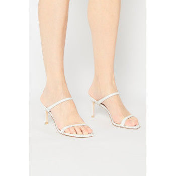 Mules à talons en cuir Aleena - 
Blanc - Stuart Weitzman - 02 - 30777269