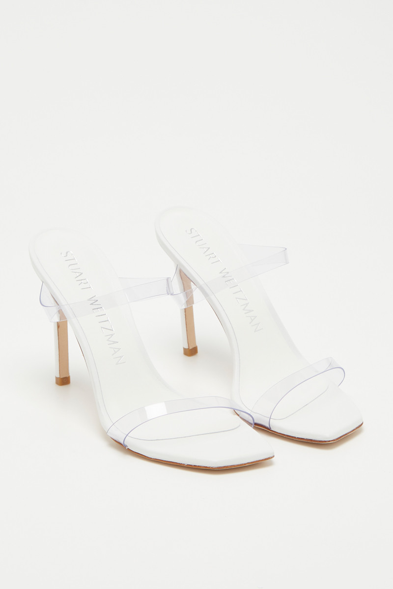 Mules à talons en cuir Aleena - 
Blanc - Stuart Weitzman - 02 - 30777271