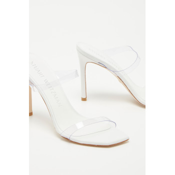 Mules à talons en cuir Aleena - 
Blanc - Stuart Weitzman - 02 - 30777271