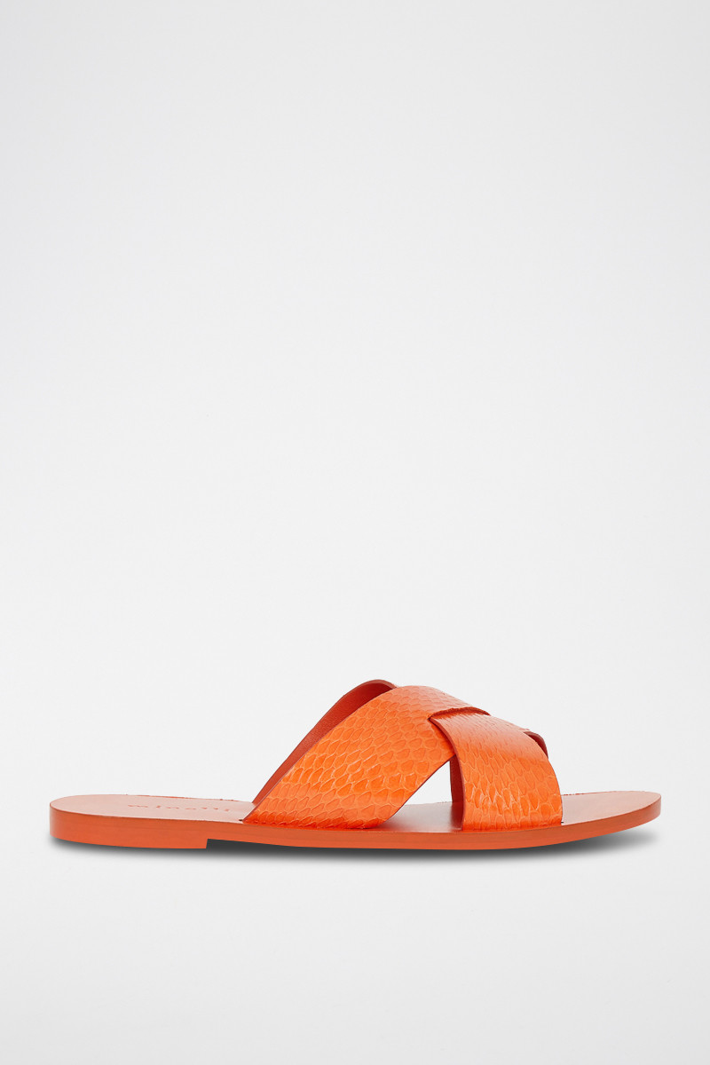 Mules en cuir - Orange - 02 - 30777663